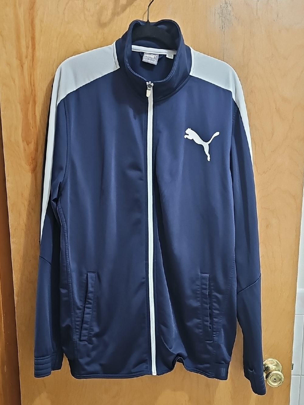 Puma Men's Navy and White Performance Track Jacket